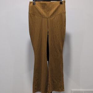 JoyLab Brown Flare Pants with Pinstripes